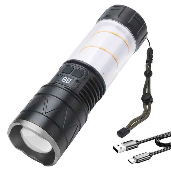 Ліхтар Li-Ion акум Type-C світильник zoom CH-5021-GT+COB