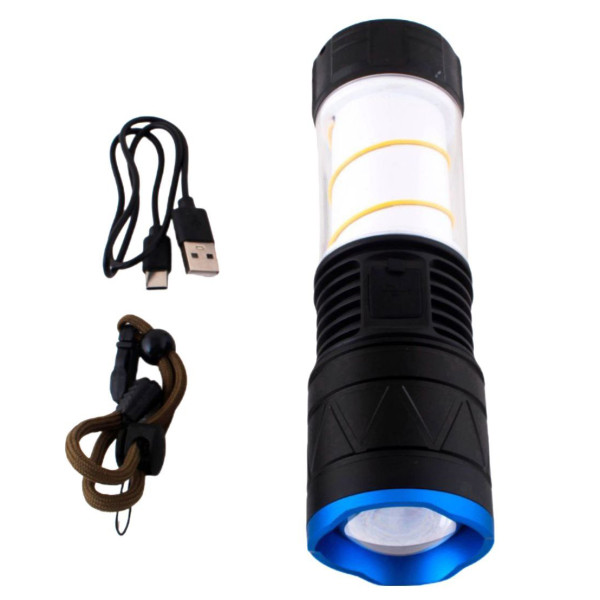 Ліхтар Li-Ion акум Type-C світильник zoom CH-5021-GT+COB