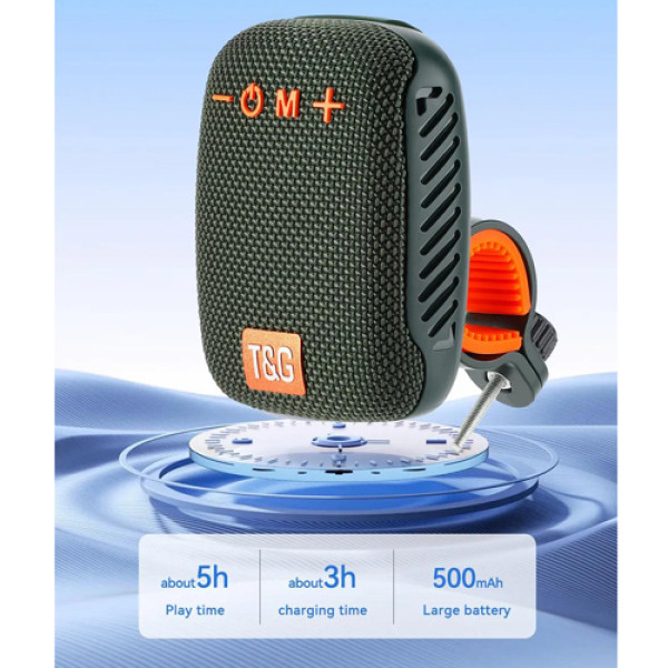 Bluetooth колонка з велокріпленням IPX5 радіо speakerphone зелена TG392