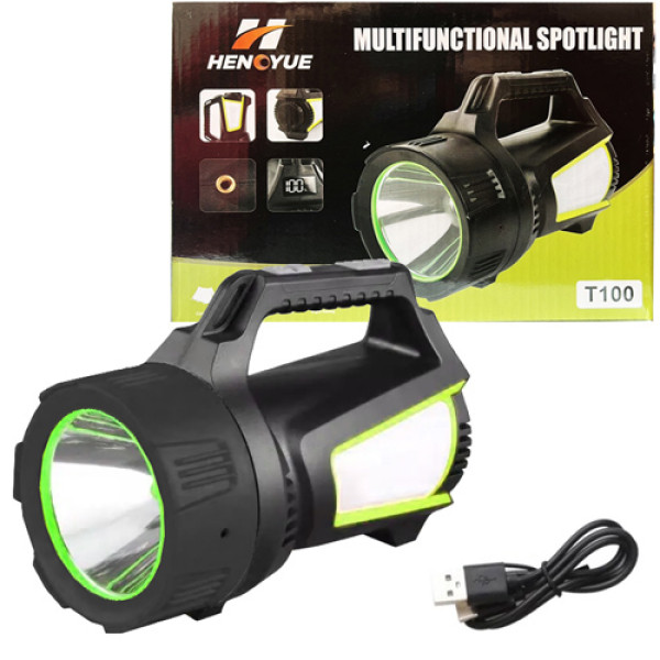 Ліхтар 4x18650 Power Bank Type-C white+red+blue Box T100A-10W+2COB