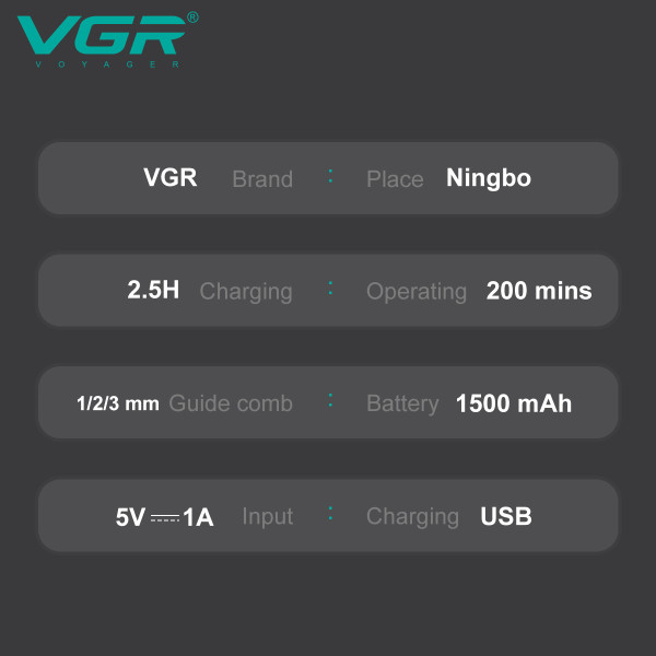 Тример акумуляторний 3 насадки LED дисплей VGR V-985