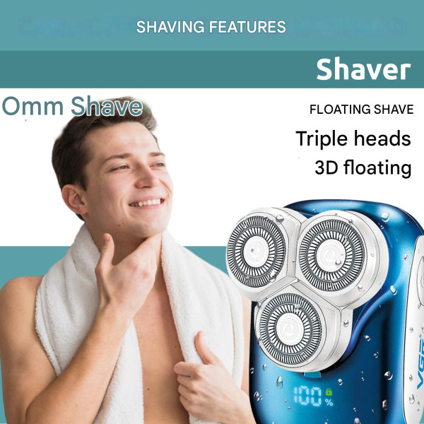 Електробритва роторна IPX5 LED дисплей Blue VGR V-346