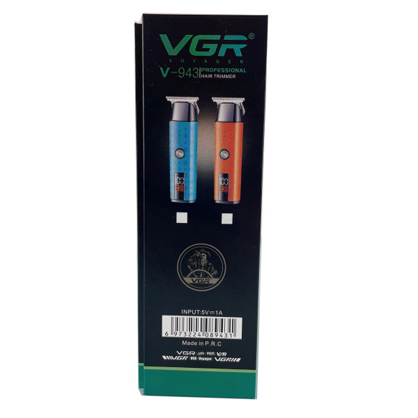 Тример акумуляторний 3 насадки LED дисплей синій VGR V-943