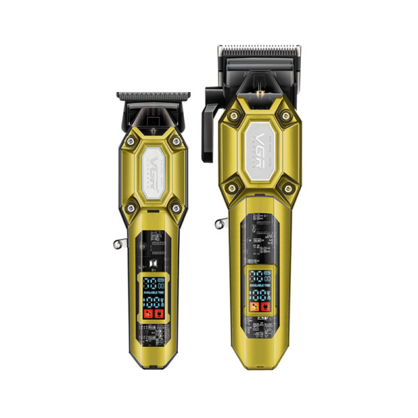 Комплект для стрижки 2 в 1 10 насадок LED дисплей 7000 RPM VGR V-600&900 Gold