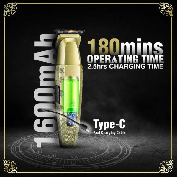 Тример акумуляторний 4 насадки 1600 mAh LED дисплей 8000 RPM VGR V-265