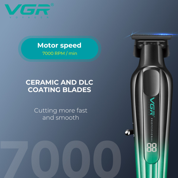 Тример акумуляторний 5 насадок LED дисплей золотистий 7000 RPM VGR V-935