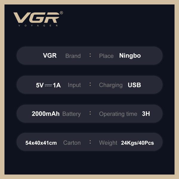 Тример акумуляторний 4 насадки LED дисплей 7000 RPM VGR V-954