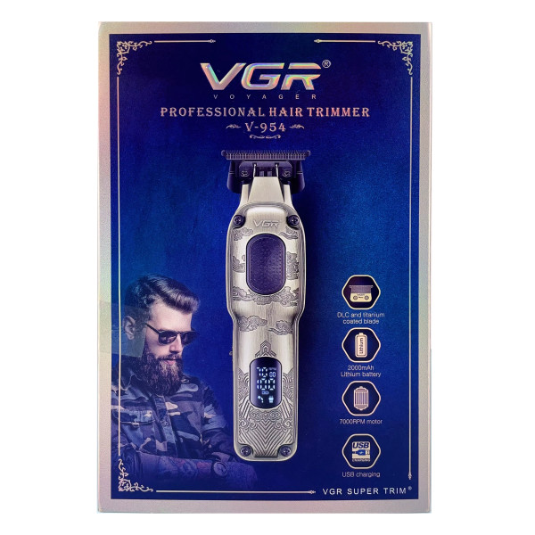 Тример акумуляторний 4 насадки LED дисплей 7000 RPM VGR V-954