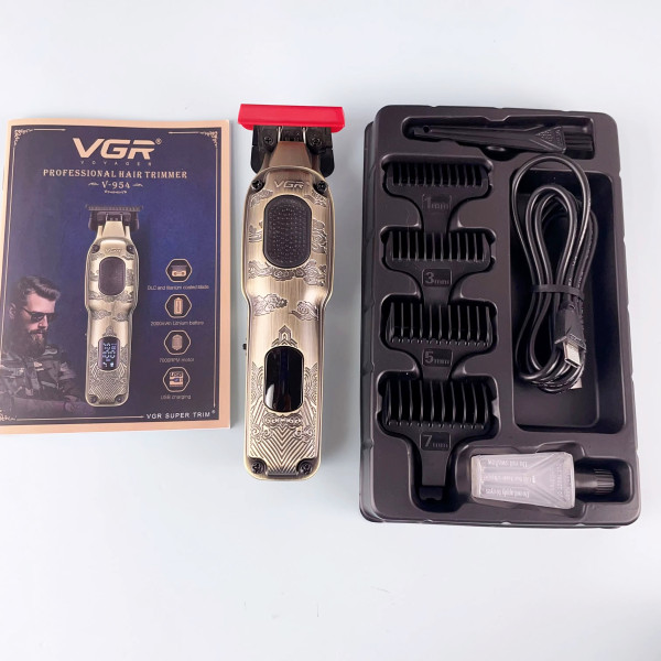 Тример акумуляторний 4 насадки LED дисплей 7000 RPM VGR V-954