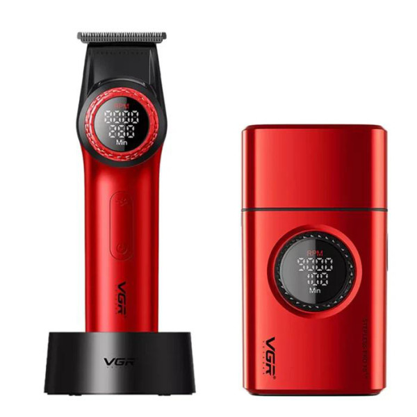 Комплект для стрижки 2 в 1 тример і шейвер VGR V-977&V-377 Red