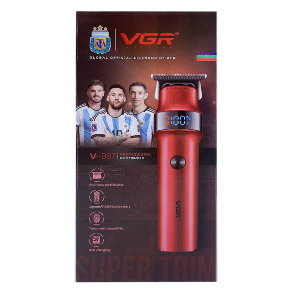 Тример акумуляторний 3 насадки LED дисплей червоний VGR V-987