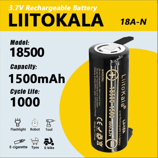 Акумулятор 18500, LiitoKala Lii-18A-N, 1500mah, з контактами під паяння, ОРИГІНАЛ