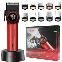 Машинка для стрижки аккумуляторная 6 насадок TURBO 9000 RPM керамическое лезвие золотистая VGR V-003