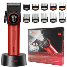 Машинка для стрижки акумуляторна 6 насадок TURBO 9000 RPM керамічне лезо золотиста VGR V-003