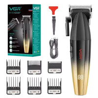 Машинка для стрижки акумуляторна 6 насадок TURBO 9000 RPM керамічне лезо зелена VGR V-003