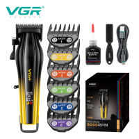 Машинка для стрижки акумуляторна 6 насадок 8000 RPM 3000 mAh LED дисплей зелена VGR V-273