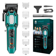 Машинка для стрижки акумуляторна 4 насадки LED дисплей VGR V-647