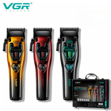 Машинка для стрижки акумуляторна 4 насадки LED дисплей VGR V-671