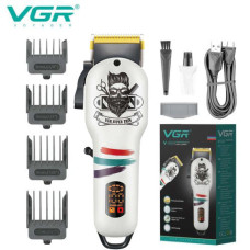 Машинка для стрижки акумуляторна 11 насадок EXTERNAL ROTOR MOTOR MIM лезо док-станція чорна VGR V-880C