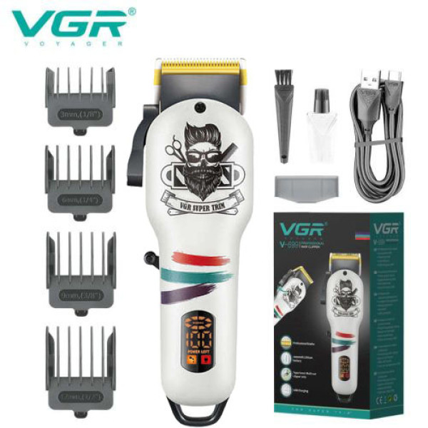 Машинка для стрижки акумуляторна 11 насадок EXTERNAL ROTOR MOTOR MIM лезо док-станція чорна VGR V-880C