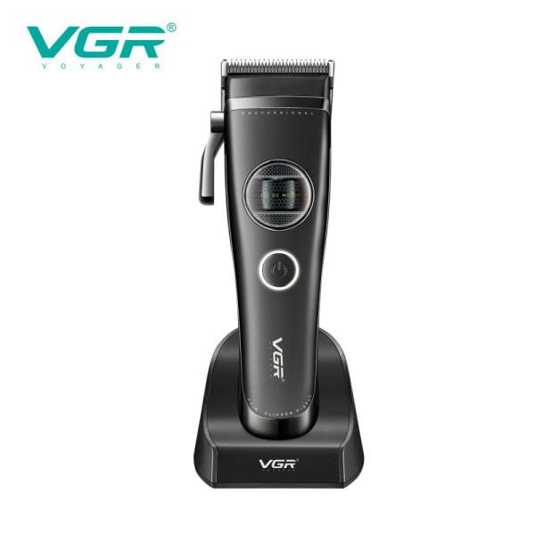 Машинка для стрижки акумуляторна 11 насадок EXTERNAL ROTOR MOTOR MIM лезо док-станція біла VGR V-880C