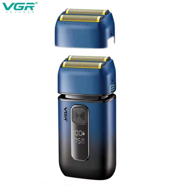 Електробритва шейвер подвійне лезо триммер IPX6 LED дисплей Blue VGR V-362