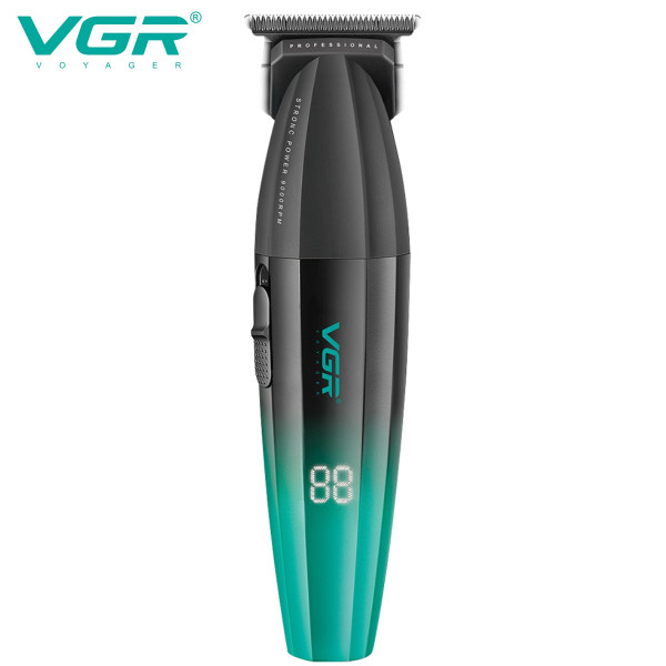 Тример акумуляторний 3 насадки TURBO режим керамічне лезо LED дисплей зелений 9000 RPM VGR V-906