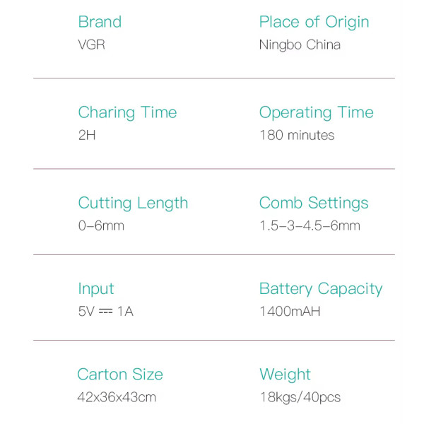 Тример акумуляторний 4 насадки IPX5 VGR V-170