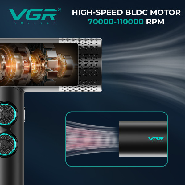 Комплект для стрижки 4 в 1 машинка триммер електробритва та фен VGR STEPLERSS PRO 4 IN 1 Black