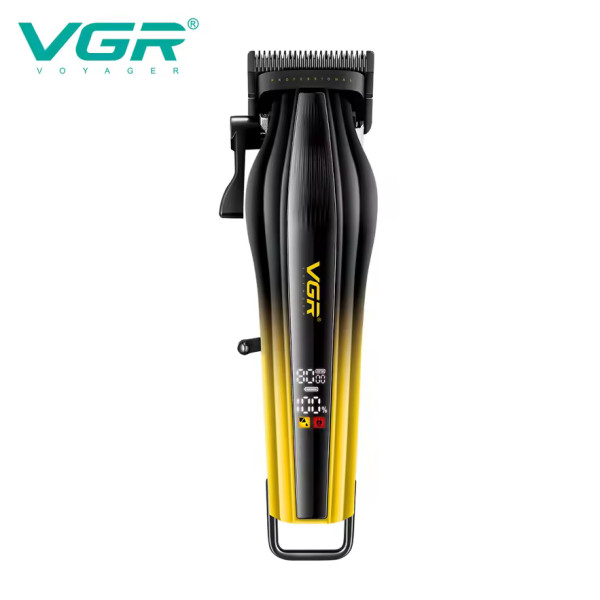 Машинка для стрижки акумуляторна 6 насадок 8000 RPM 3000 mAh LED дисплей зелена VGR V-273