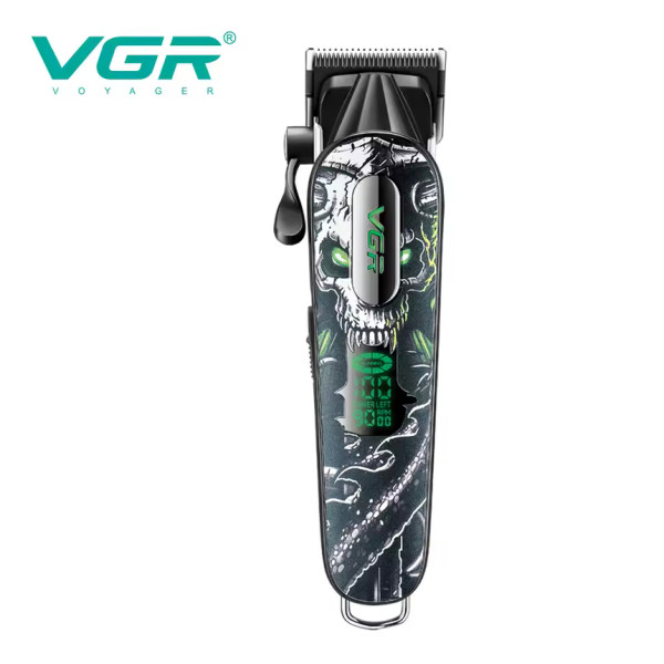 Машинка для стрижки акумуляторна 6 насадок 9000 RPM 2500 mAh LED дисплей червона VGR V-279