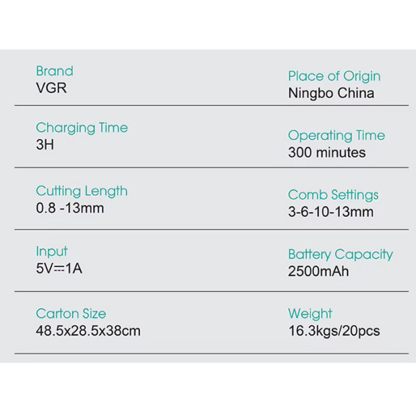 Машинка для стрижки акумуляторна 4 насадки LED дисплей VGR V-687