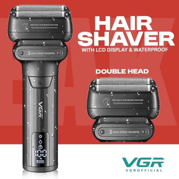Електробритва шейвер подвійне лезо IPX6 LED дисплей VGR V-368