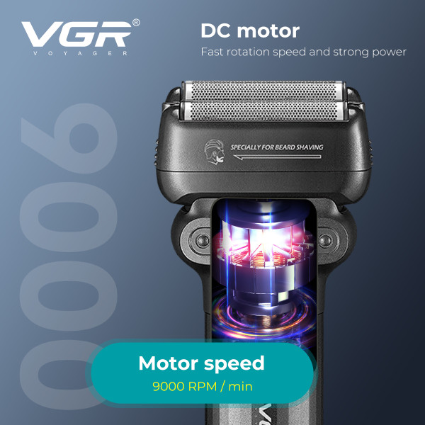 Електробритва шейвер подвійне лезо IPX6 LED дисплей VGR V-368