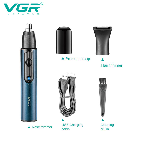 Тример 2 в 1 для носа та волосся акумуляторний синій VGR V-626