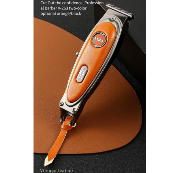 Тример акумуляторний 3 насадки LED дисплей помаранчевий VGR V-263