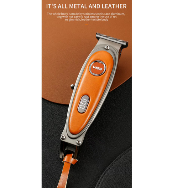 Тример акумуляторний 3 насадки LED дисплей помаранчевий VGR V-263