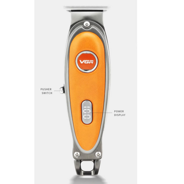 Тример акумуляторний 3 насадки LED дисплей помаранчевий VGR V-263