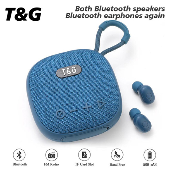 Bluetooth колонка з навушниками радіо speakerphone синя TG813