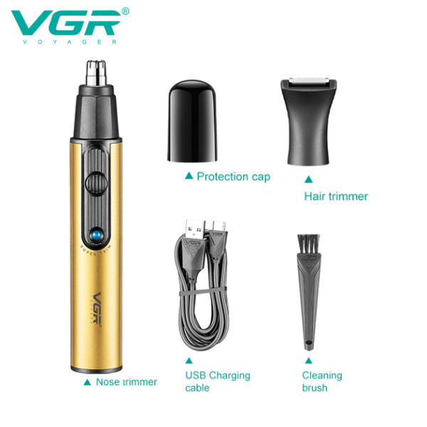 Тример 2 в 1 для носа та волосся акумуляторний золотистий VGR V-626