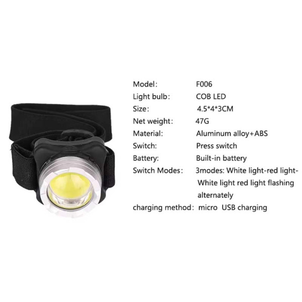 Ліхтар Li-Ion акум ЗУ Type-C white+red Box BL-F006-COB