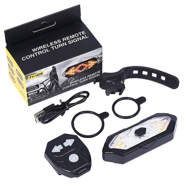 Велоліхтар із покажчиком поворотів червоний жовтий водонепроникний ЗУ microUSB пульт управління FY-1820