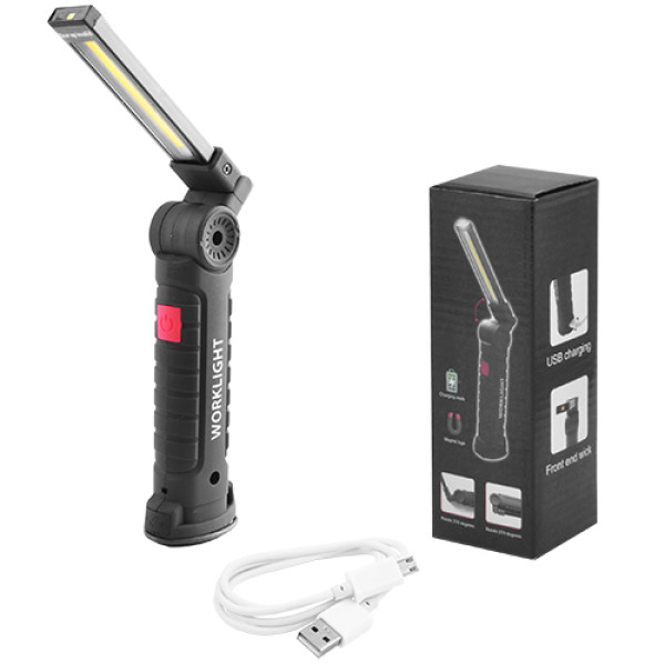 Ліхтар WORKLIGHT-W52-SMD+COB (white+red), Li-Ion акумулятор, поворот 180º+180º, магніт, затискач, гак, ЗУ microUSB