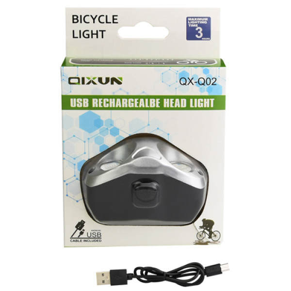 Велоліхтар Li-Ion акумулятор ЗУ microUSB QX-Q02-2COB