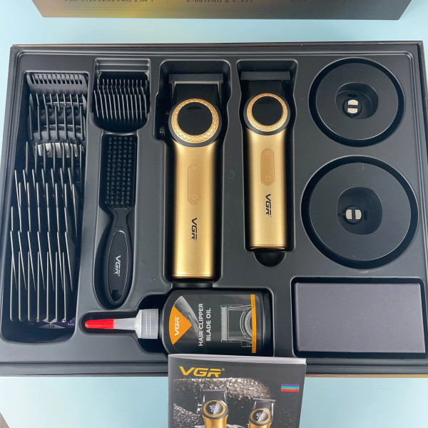 Комплект VGR 2 в 1 V-001&V-977 GOLD, аккумуляторная машинка для стрижки (clipper) и триммер