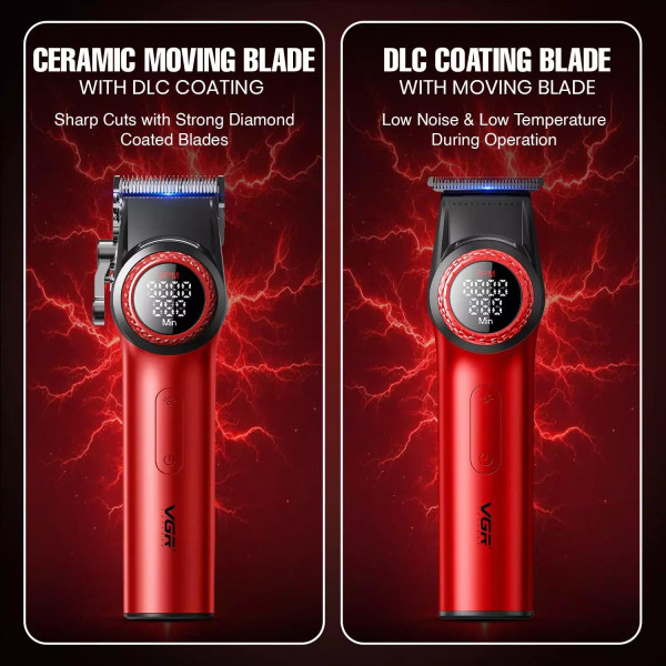 Комплект VGR 2 в 1 V-001&V-977 RED, аккумуляторная машинка для стрижки (clipper) и триммер