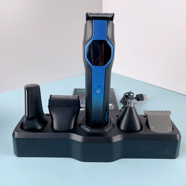 Набір для стрижки 13 в 1 13 насадок LED дисплей VGR V-173 Blue