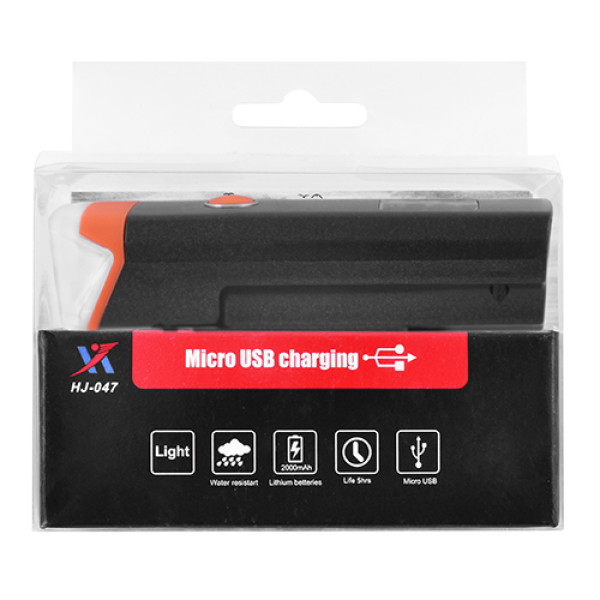 Велоліхтар алюмінієвий датчик освітленості водонепроникний акумулятор ЗУ microUSB HJ-047-XPG-ULTRA-LIGHT