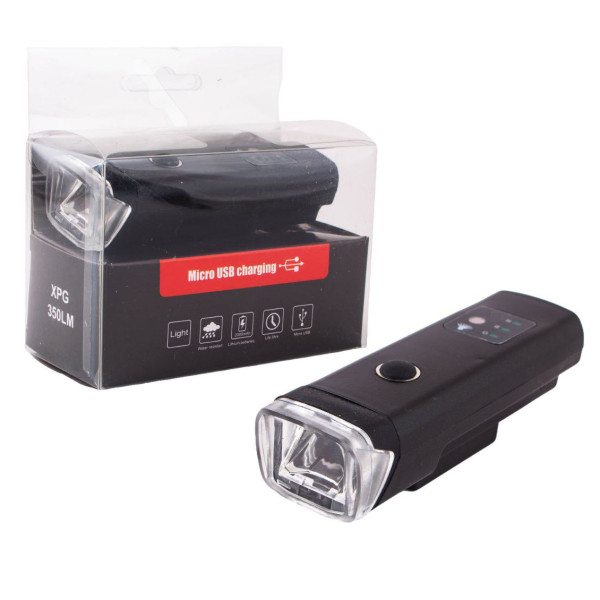 Велоліхтар алюмінієвий датчик освітленості водонепроникний акумулятор ЗУ microUSB HJ-047-XPG-ULTRA-LIGHT
