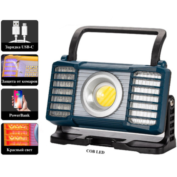 Ліхтар Li-Ion акумулятор Power Bank Type-C white+red+blue Box W880-2-COB